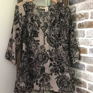 DKNY Sheer Floral Blouse